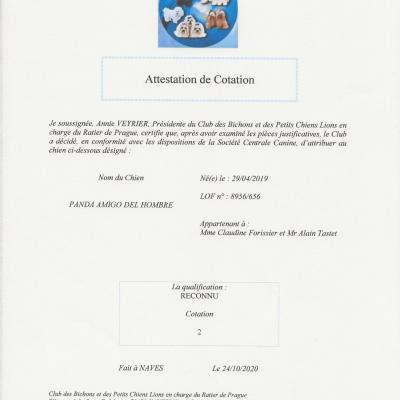 Attestation de cotation 1